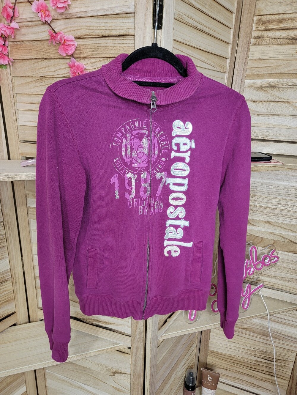 Aeropostale Magenta Full-Zip Logo Jacket ♡ Vintage Y2k